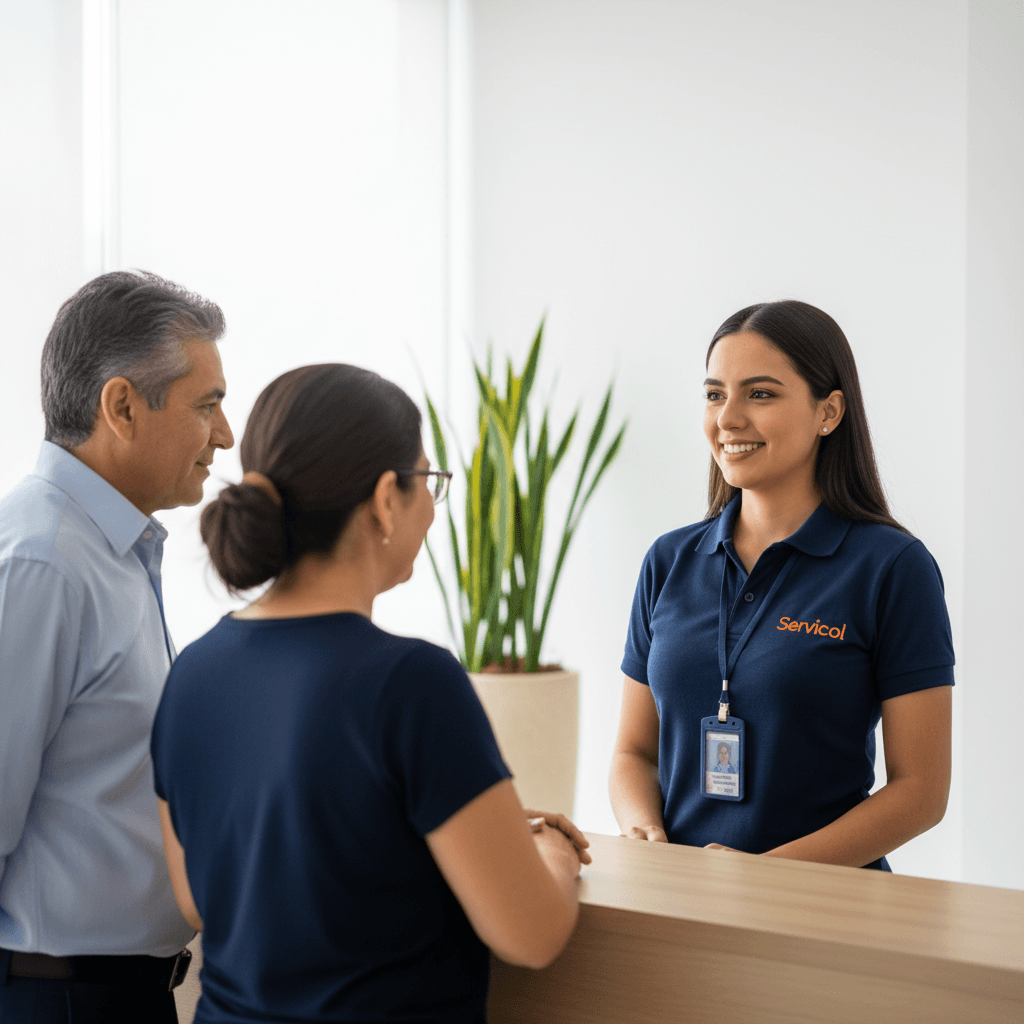 Psicóloga de Servicol aplicando batería de riesgo psicosocial