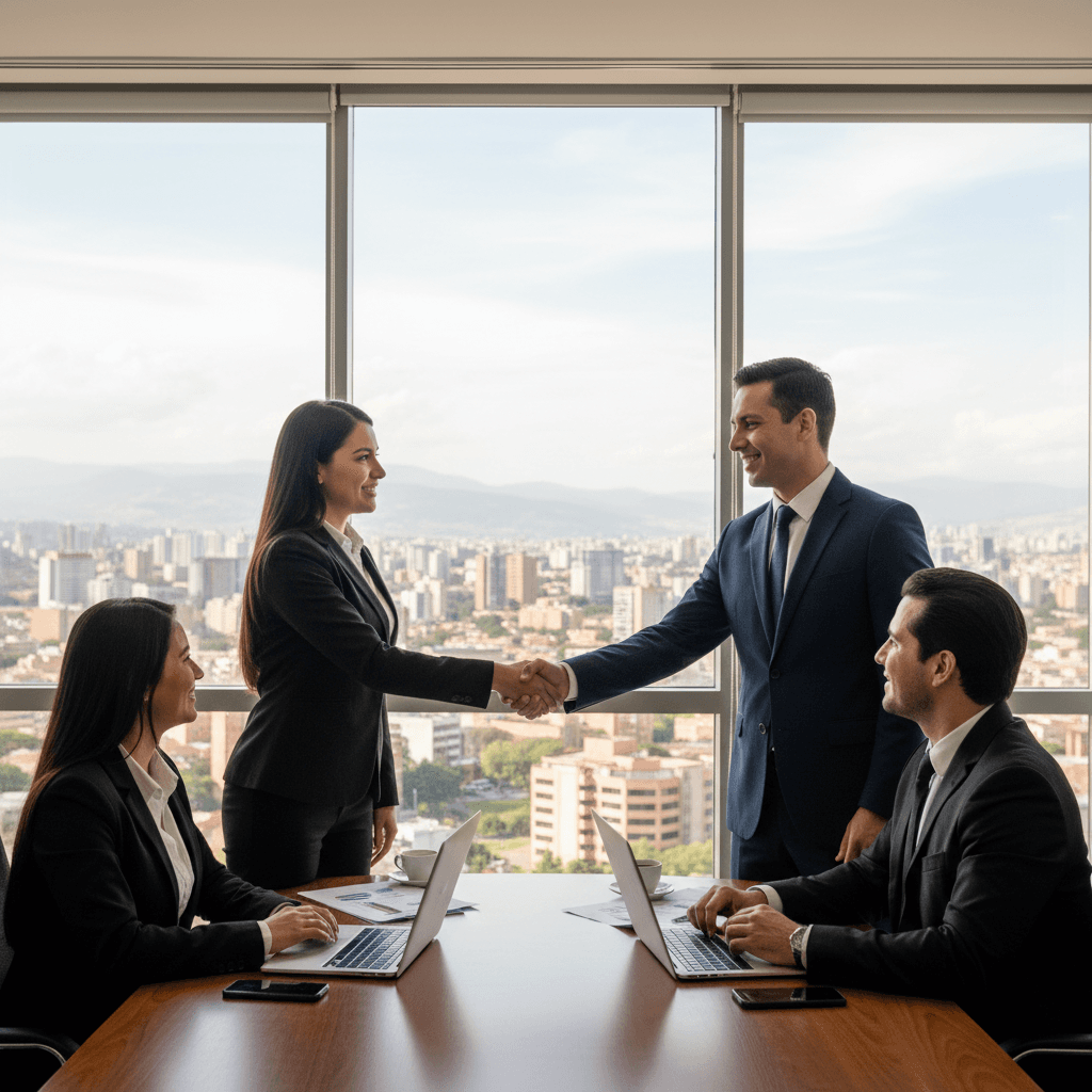 Equipo de recursos humanos de Servicol en reunión con cliente